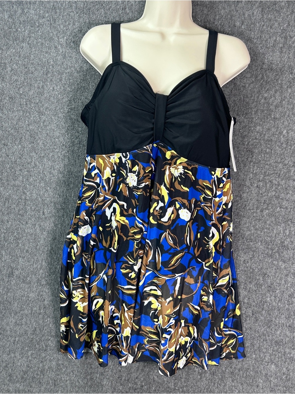 BloomChic Swimdress Womens 18-20 Black Multicolor Floral Plus Adjustable Straps